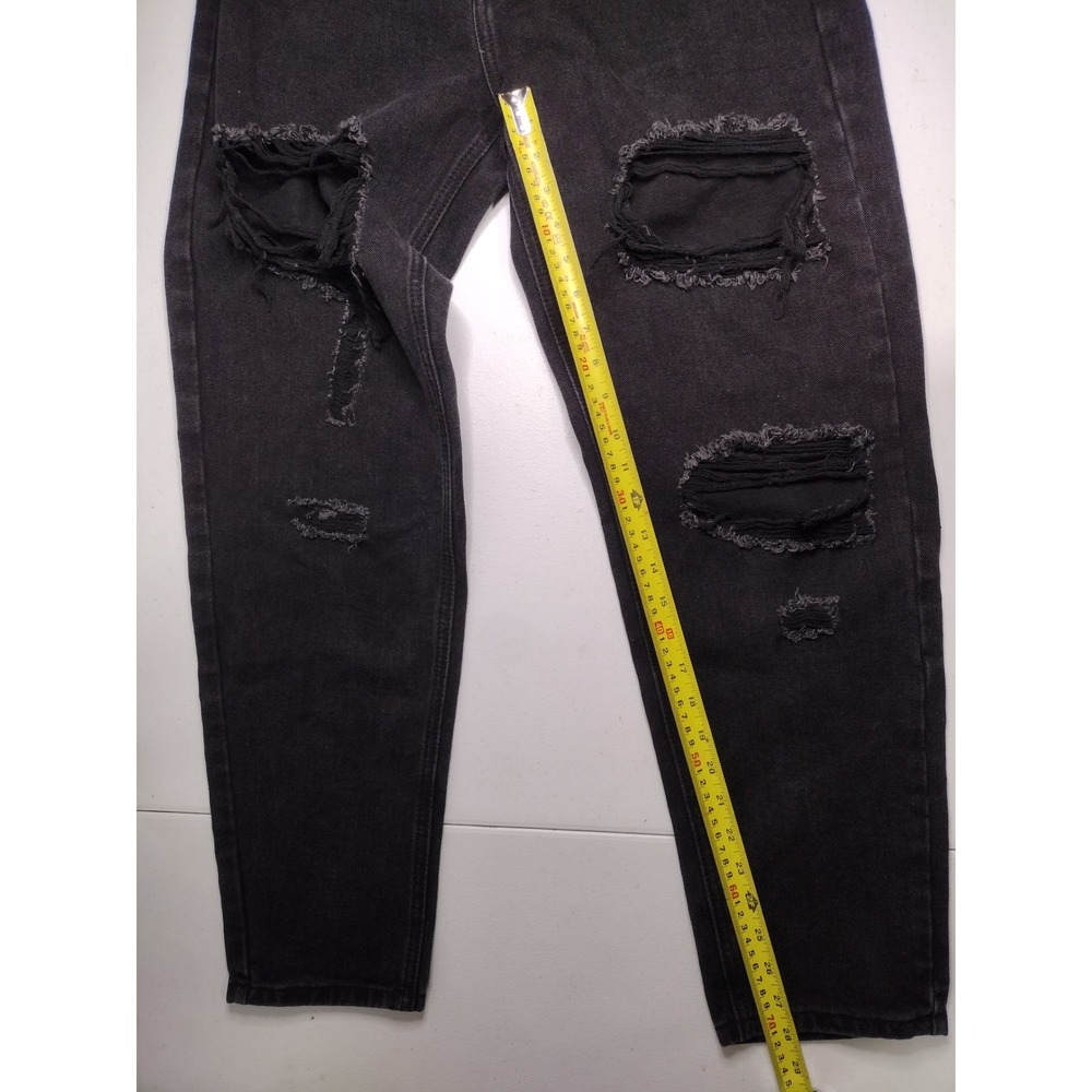 PrettyLittleThing Mom Jeans Black Distressed Ripped Denim Size US 6‎ - Picture 7 of 7